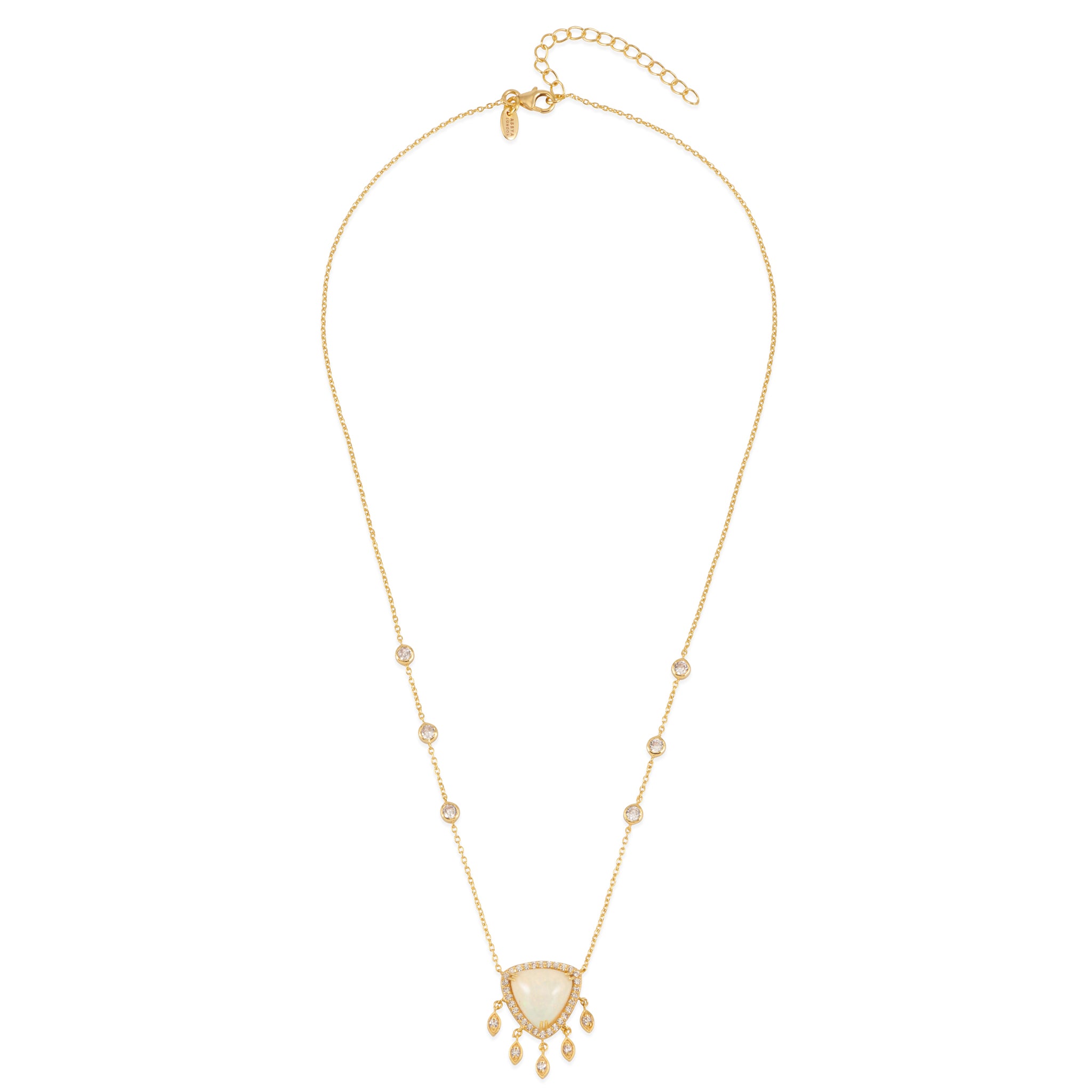 18ct gold vermeil opal crystal necklace.