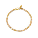 A 18ct gold plated vermeil and white silk friendship bracelet with a lobster clasp closure.