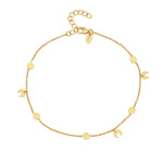 18ct gold plated vermeil on sterling silver lobster clasp anklet with moon and eclipse charms