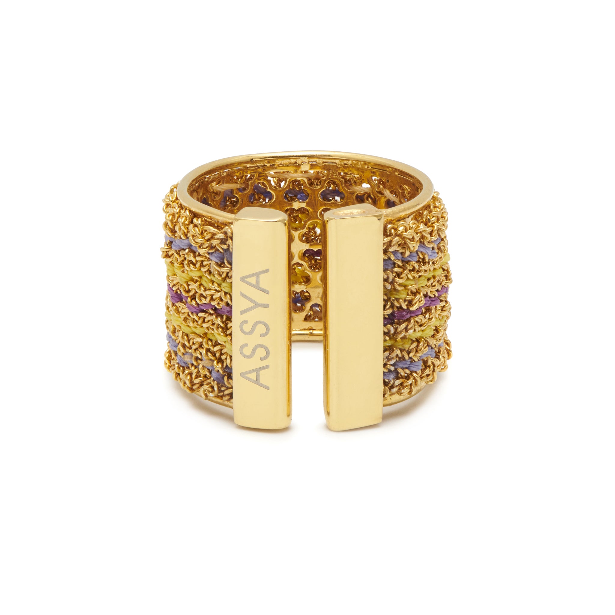 18ct gold vermeil lilac and purple silk thread weaved adjustable ring