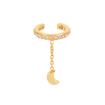 18ct gold vermeil Natural White Zircon ear cuff with moon charm
