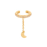 18ct gold vermeil Natural White Zircon ear cuff with moon charm