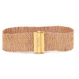 18ct gold plated vermeil bracelet 2cm thick with purple lilac silk thread weaved and gold clasp.