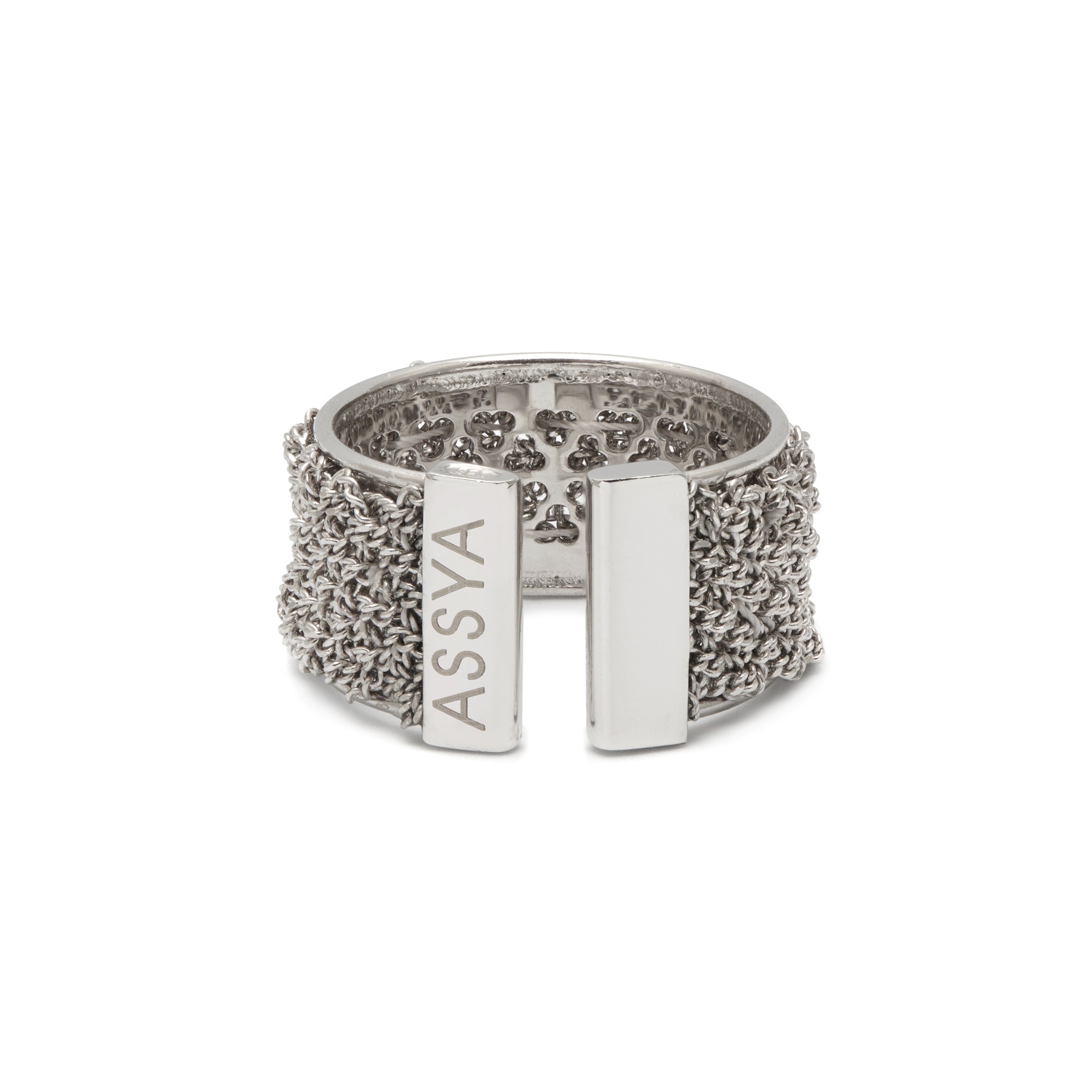sterling silver weaved ring with open closure for various customizable sizing.