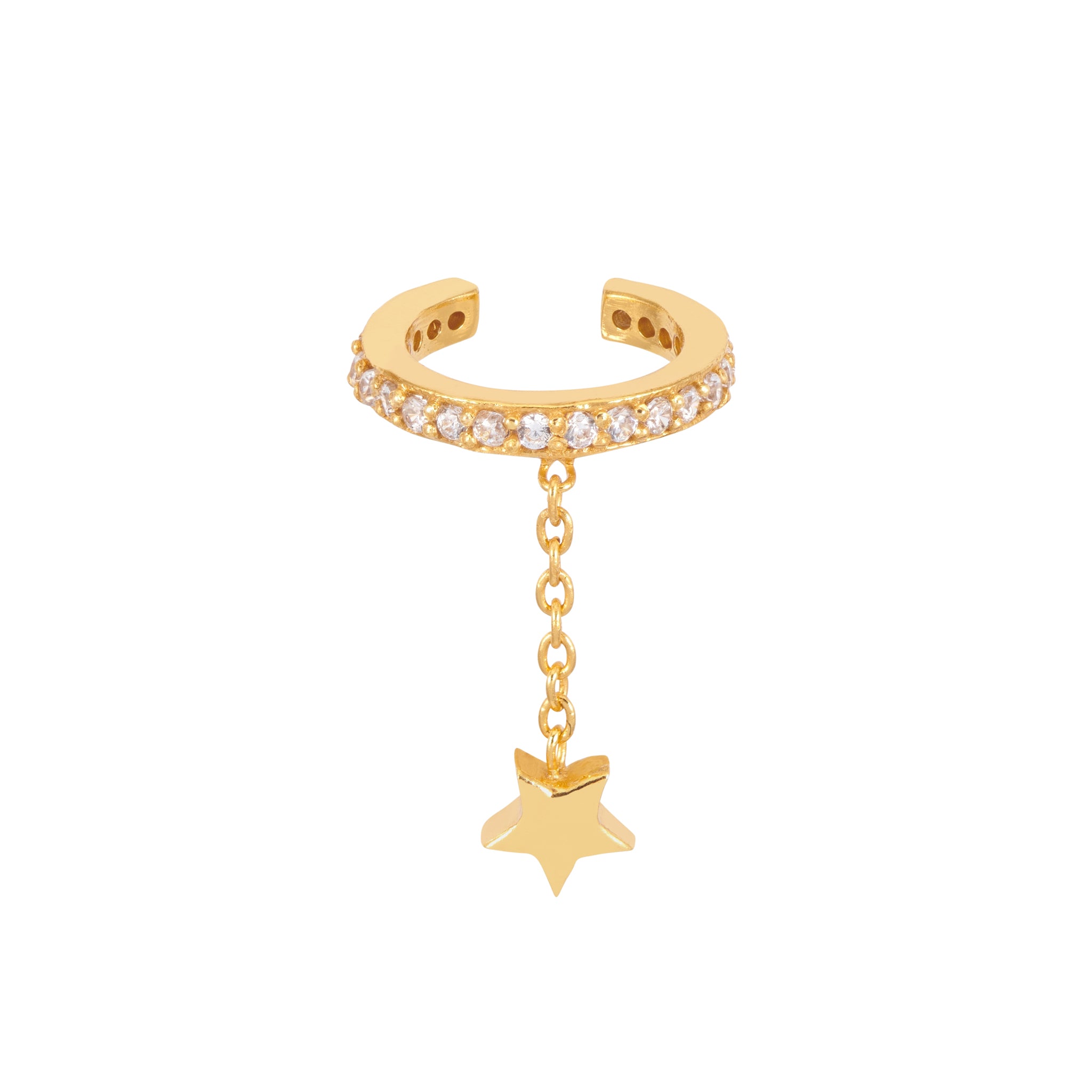 18ct gold vermeil Natural White Zircon ear cuff with star charm