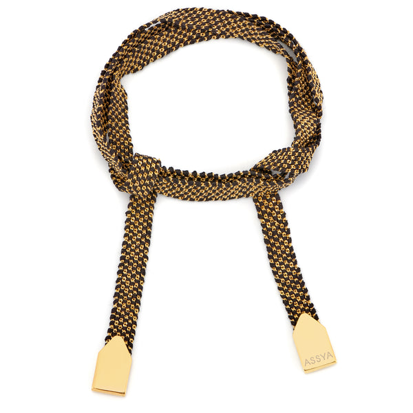 Gold & Black Silk Wrap Bracelet