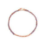 18ct rose gold plated silver with lilac purple silk threads and rose gold beads friendship bracelet.