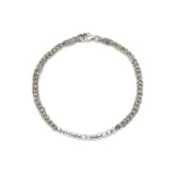 sterling silver chain with silver silk thread friendship bracelet with silver beads and lobster clasp.