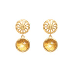 Gold & Citrine Rocks Drop Earrings with 18ct gold palted