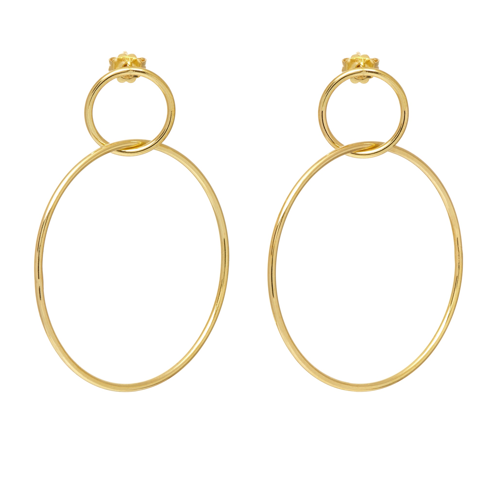 A pair of gold hoop earrings