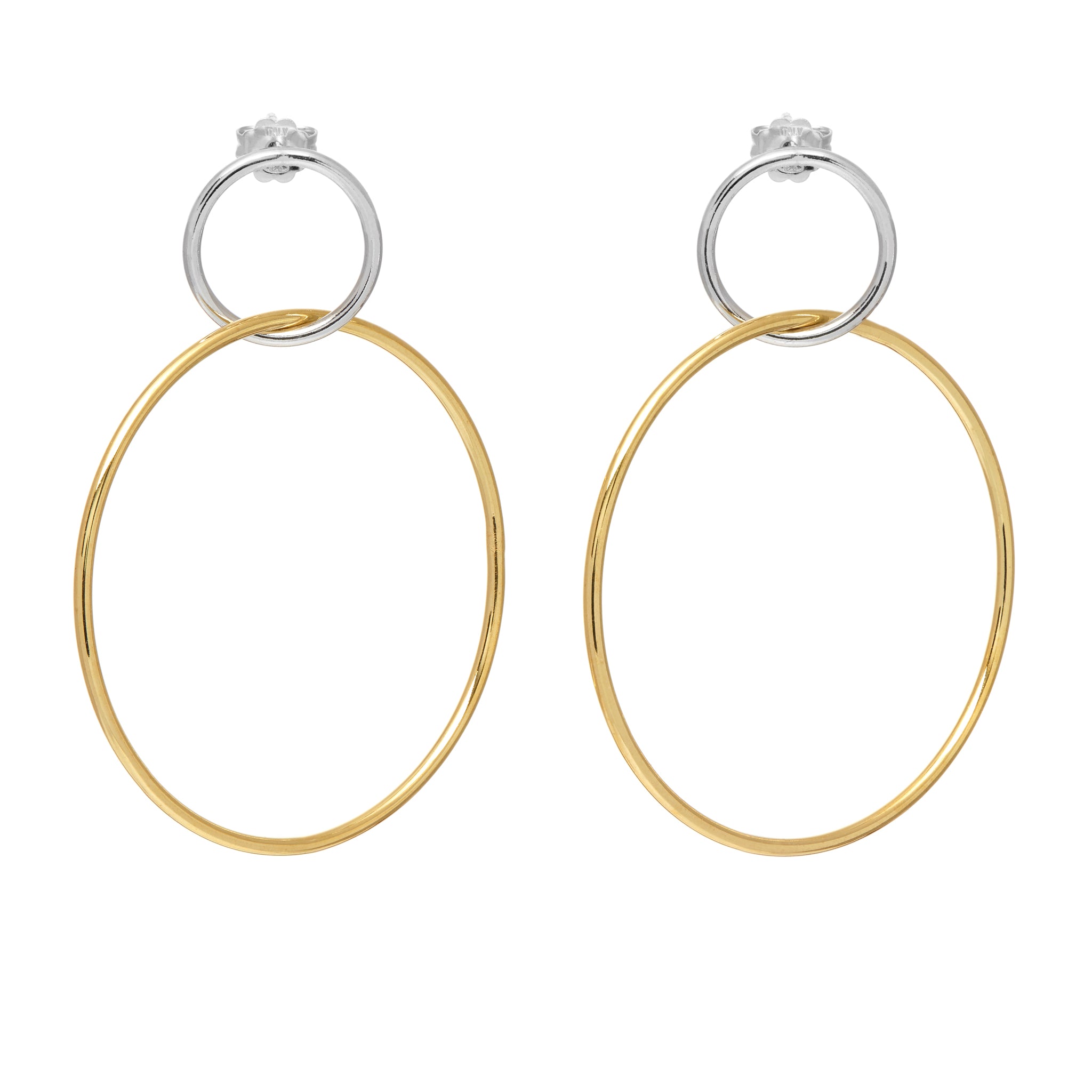 18ct gold and silver hoops earrigns