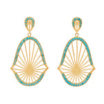 18ct gold plated vermeil earrings with turquoise gemstone. Statement earrings for any event