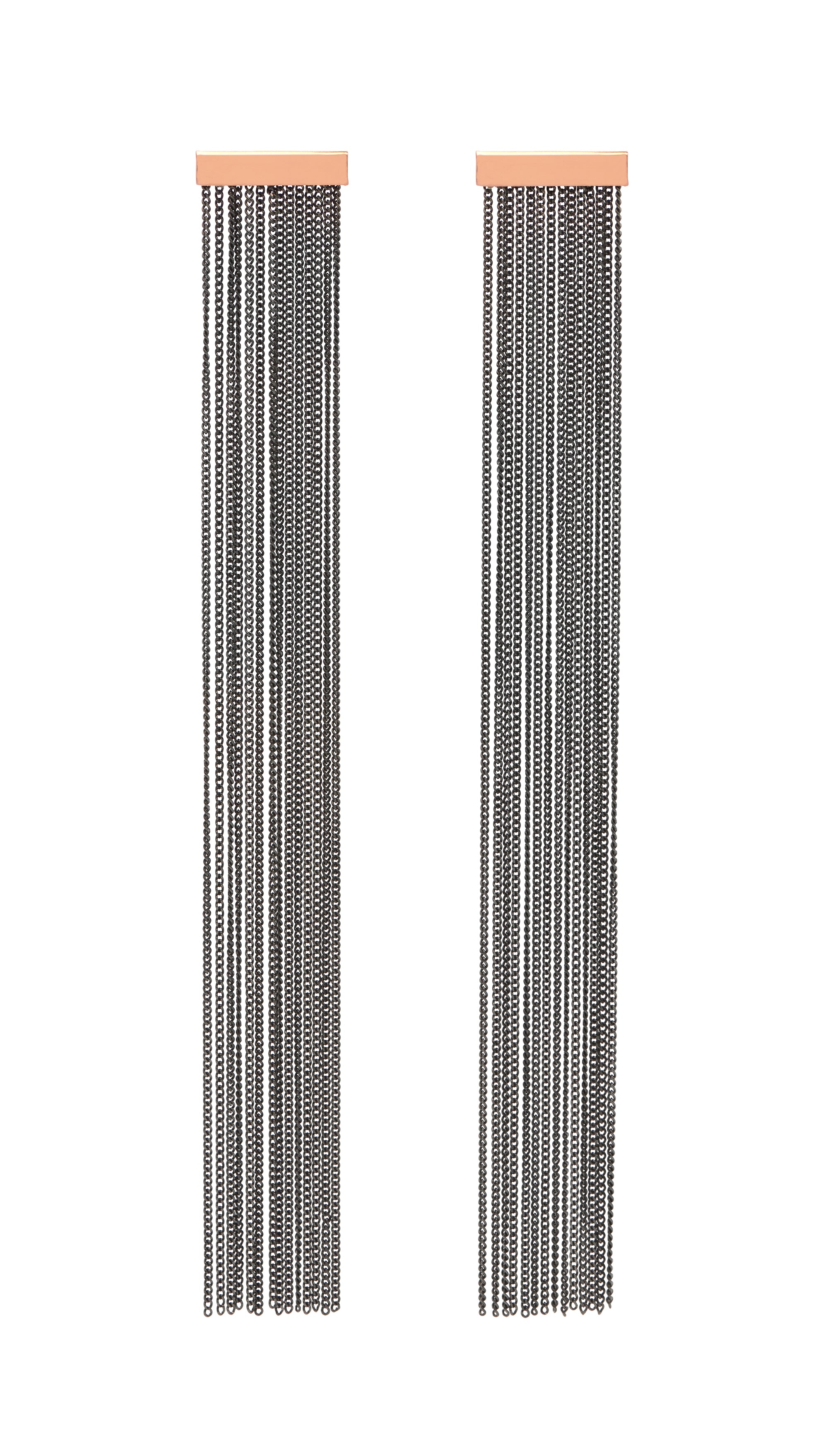 rose gold and black rhodium tassel drop earrings