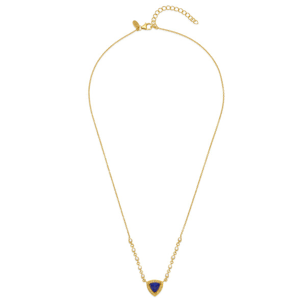 Gold & Lapis Lazuli Pyramid Charm Necklace