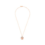 A 18ct plated rose gold on silver necklace with a crescent moon design and a sparkling natural white zircon pave' set on a signature ASFYA moonlight design chain with three jump rings.