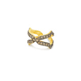 A 18ct gold plated vermeil rhodium and brown diamond oriental ear cuff designed to be worn on the side of the ear.