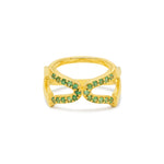 An 18ct gold vermeil ring with a green Tsavorite stone, part of the Oriental collection.