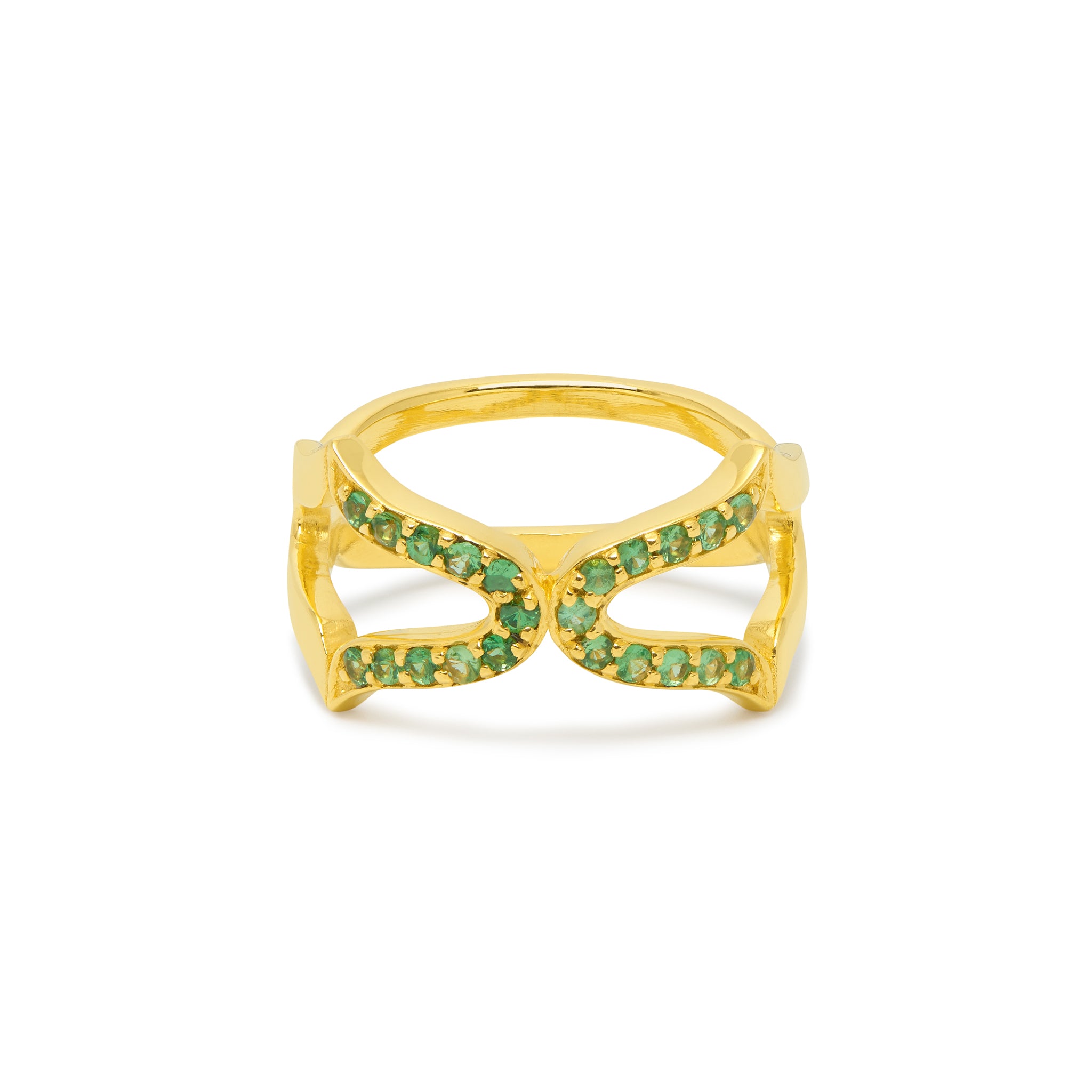 An 18ct gold vermeil ring with a green Tsavorite stone, part of the Oriental collection.
