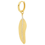 18ct gold plated vermeil earring with feather charm and white zircon crystals.