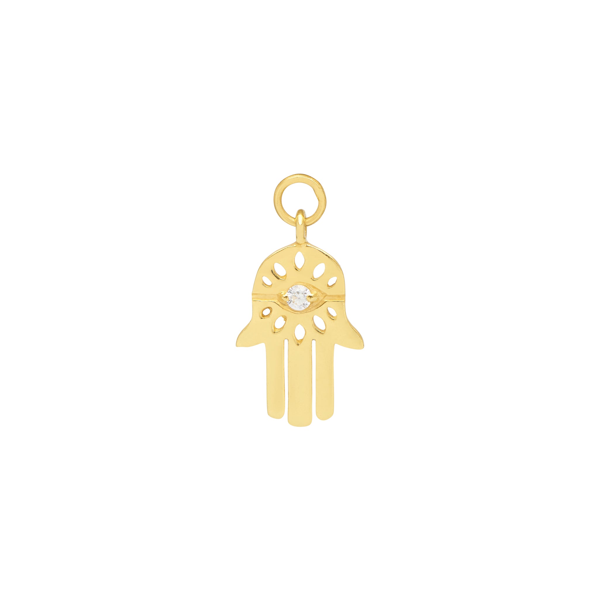 18ct gold plated vermeil hamsa charm with white zircon