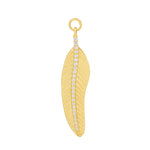 18ct gold plated vermeil feather charm with white zircon