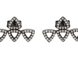 black rhodium earrings with four triangles and white diamonds