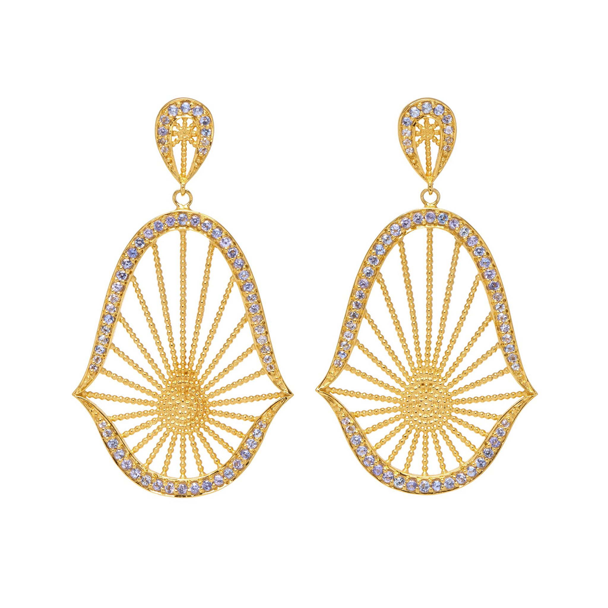 18ct gold plated vermeil drop earrings with tanzanite