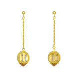 A pair of 18ct gold vermeil cage earrings with cognac topaz gemstones, featuring a classic gold Italian rope chain with a stud and butterfly closure.