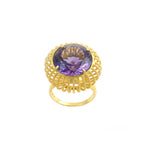 18ct plated gold vermeil ring with large purple amethyst