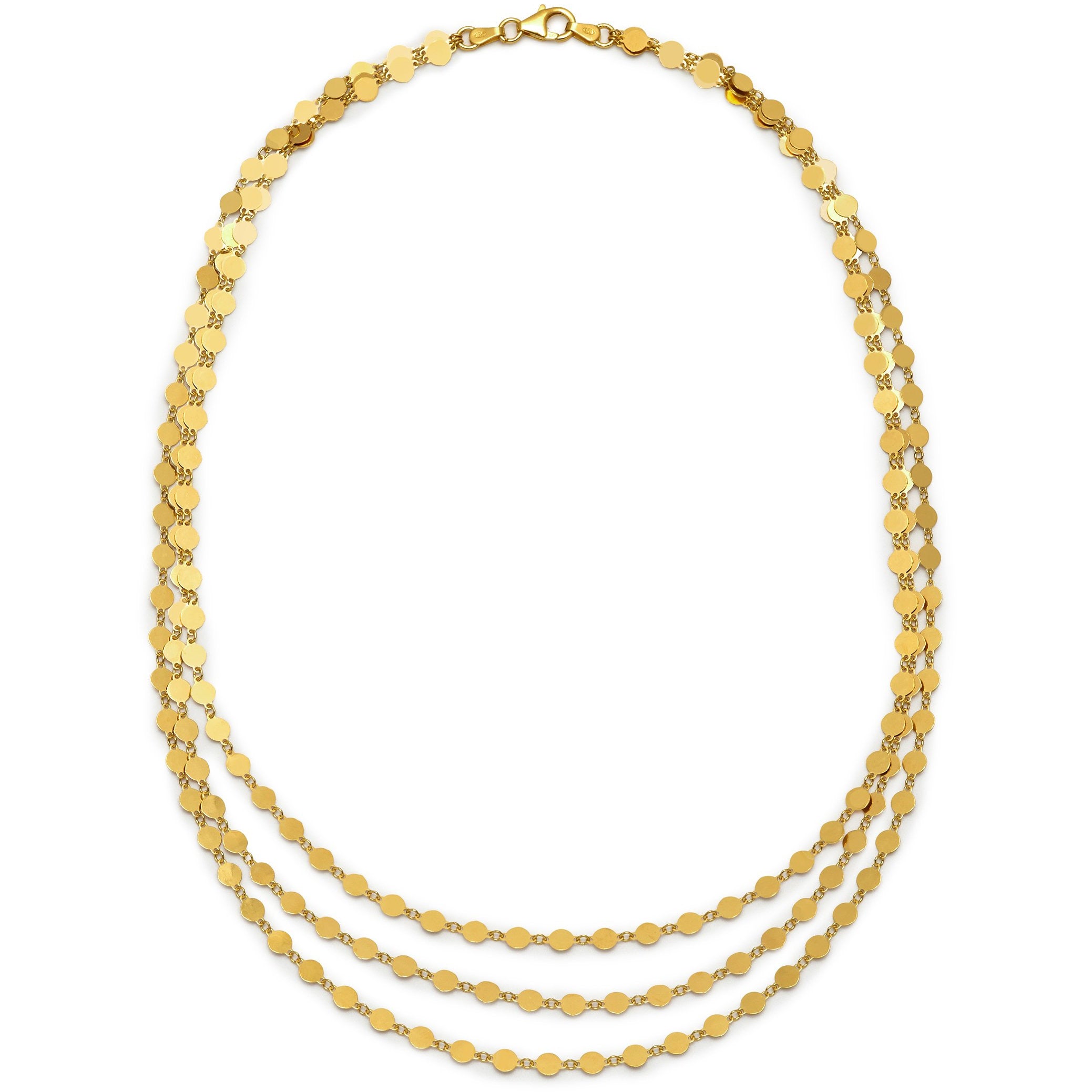 a 18ct gold plated vermeil three layer necklace great for stacking