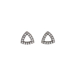 a pair of black rhodium plated silver studs with white zircon