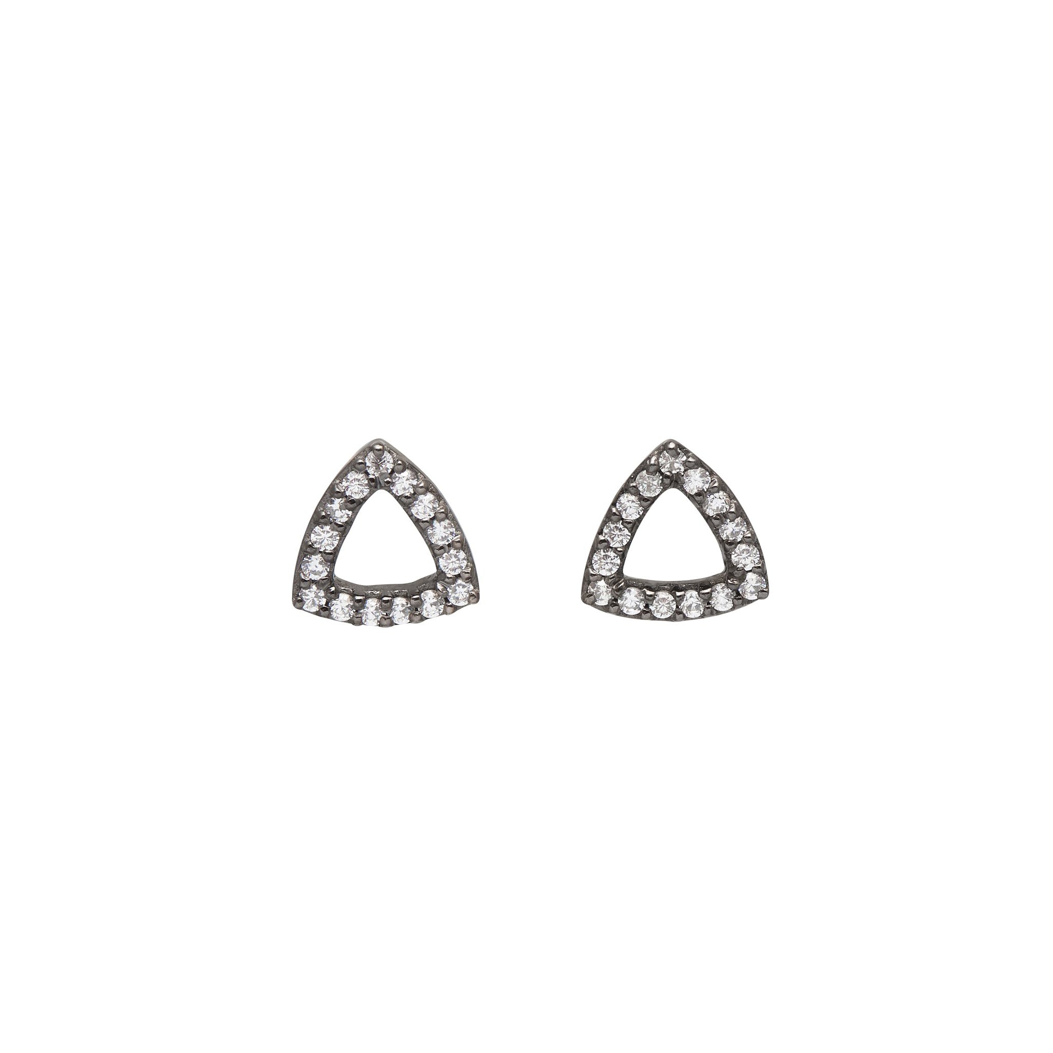 a pair of black rhodium plated silver studs with white zircon