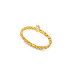 18ct gold plated vermeil on silver with twist motif and natural white zircon perfect for stacking ring