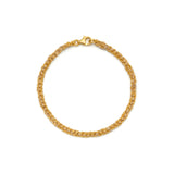 A 18ct gold-plated vermeil friendship bracelet with a baby pink silk thread and a lobster clasp closure.