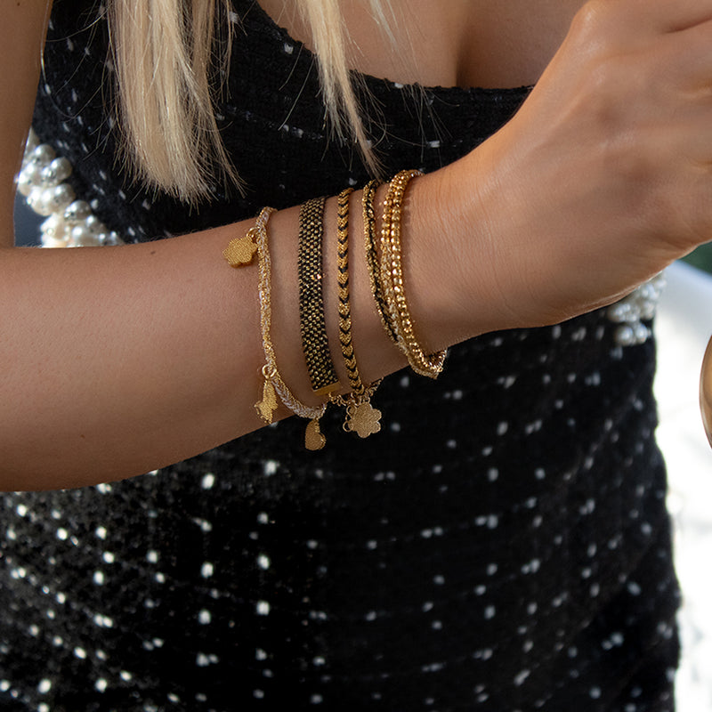 Gold & Black Silk Braided Kuna Bracelet