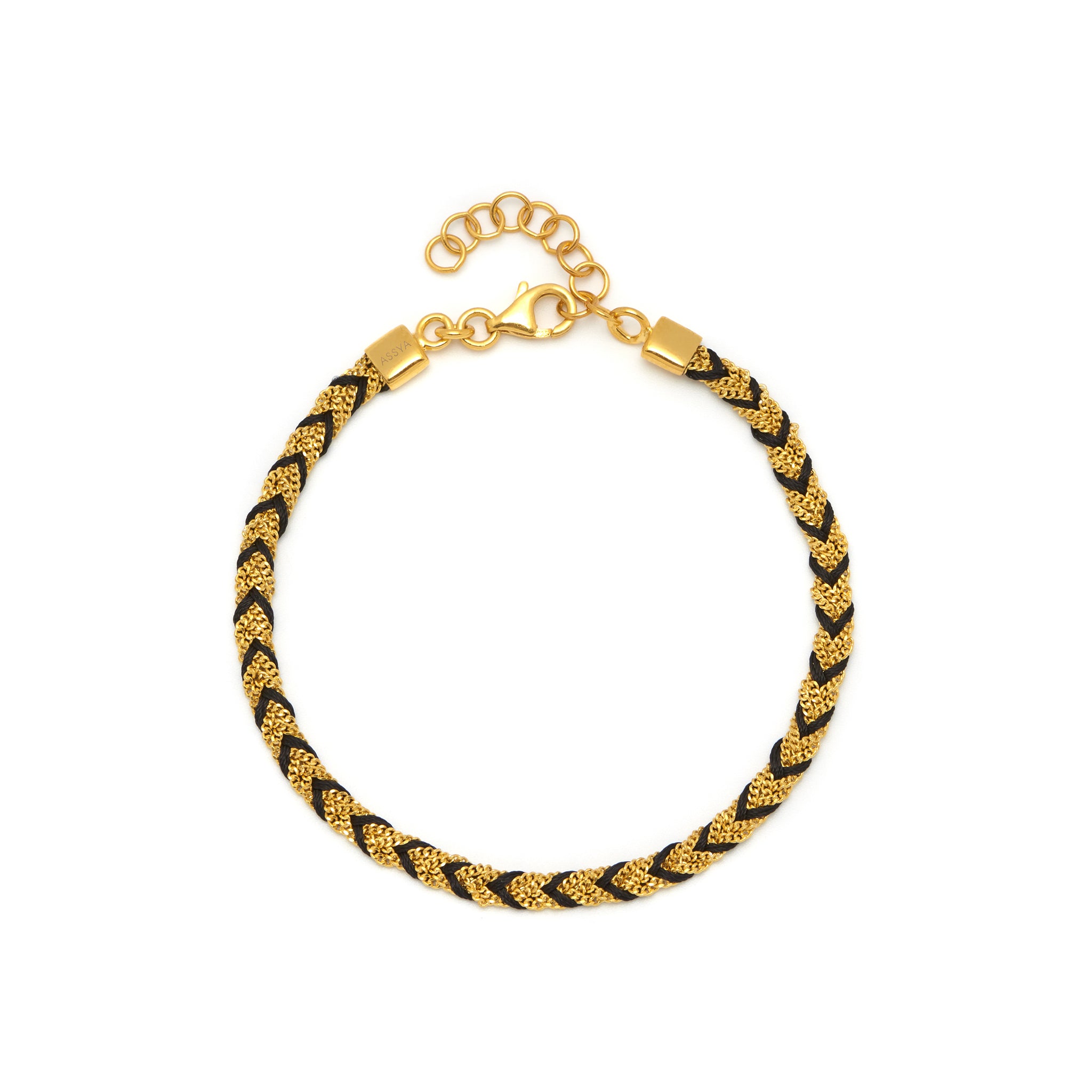 18ct Gold plated vermeil and Black Silk Braided Kuna Friendship Bracelet with lobster clasp.