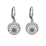 pair of black rhodium plated silver earrings with white zircon