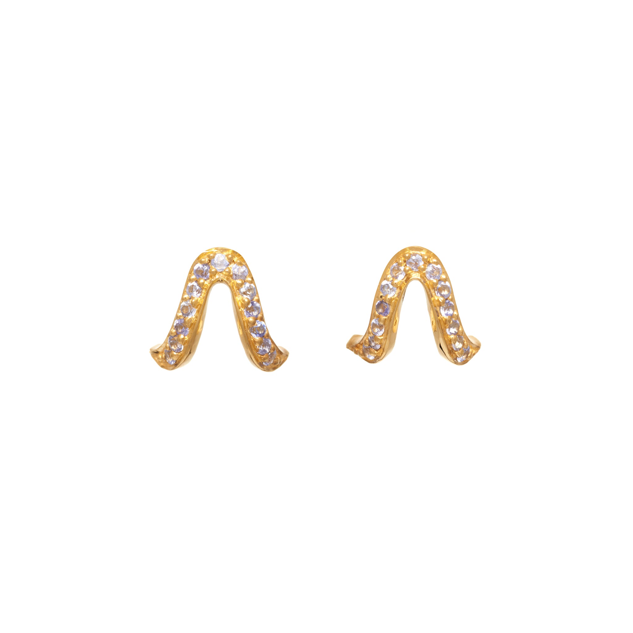 18ct gold plated earrings studs with tanzanite