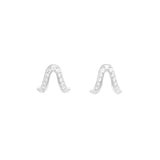 silver pair of earrings with white diamond stud