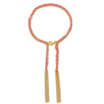 18ct gold plated vermeil chain with pink silk woven friendship bracelet with tassels and lobster clasp