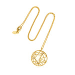 An 18ct gold necklace with a white diamond pendant in the shape of a star sign, known as the constellation for pisces