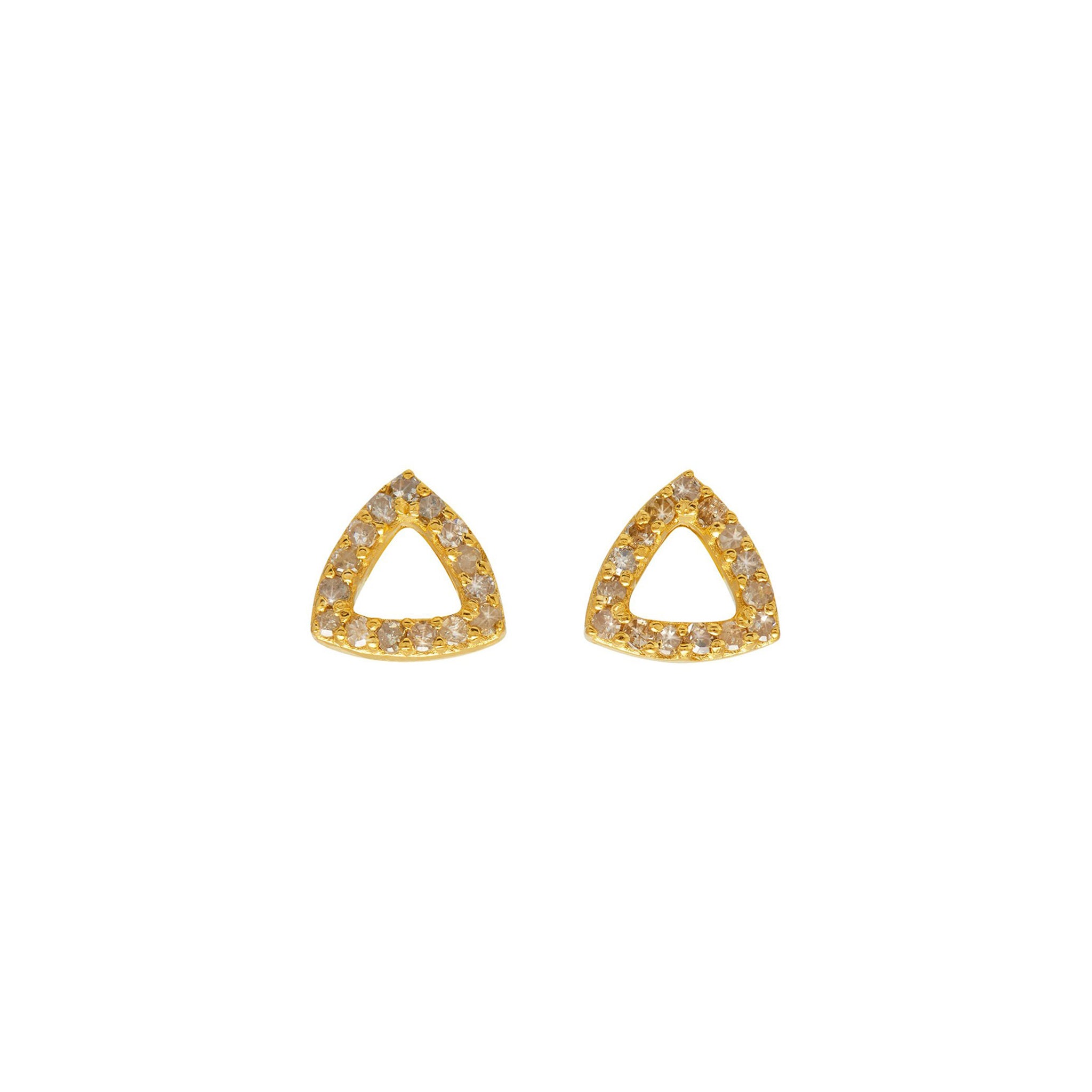 pair of gold vermeil earrings with grey diamonds stud earrigns