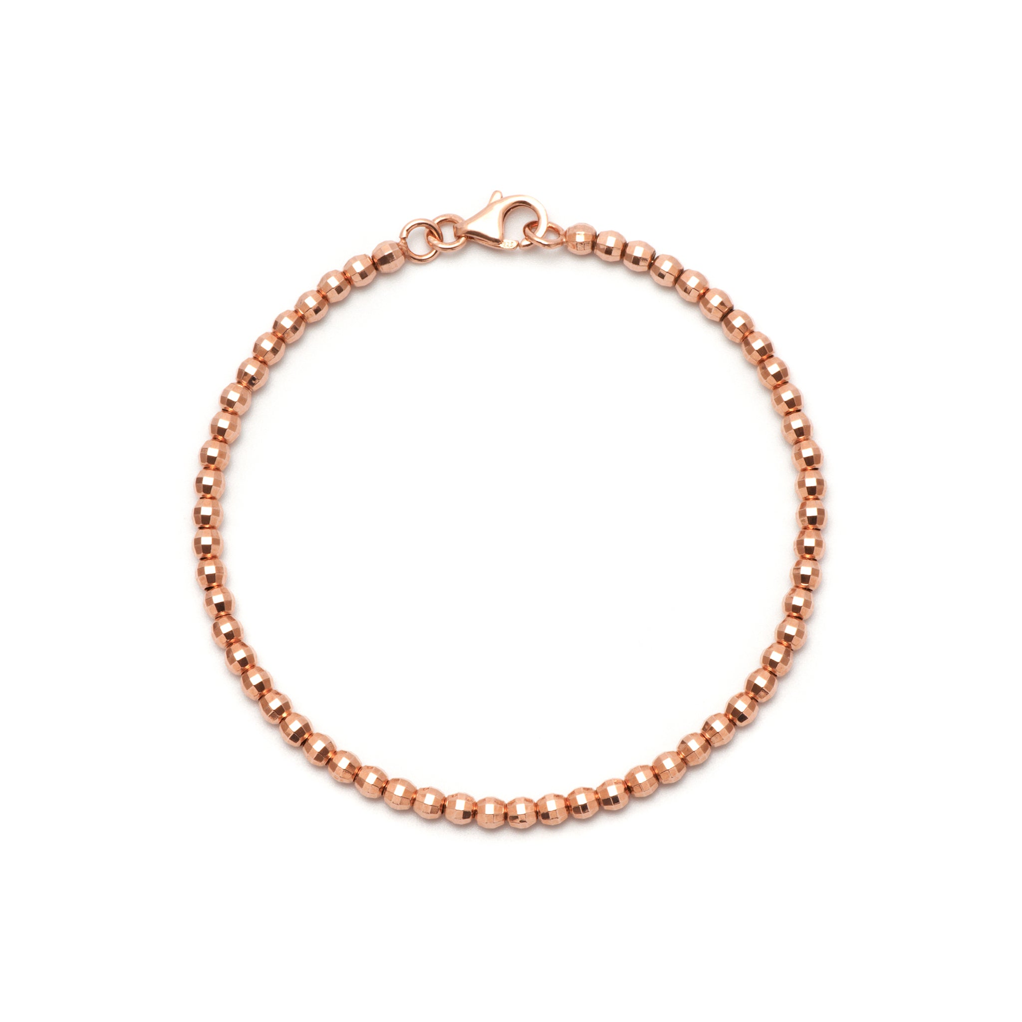 18ct plated rose gold bead bracelet