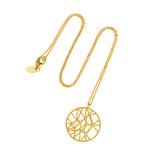 An 18kt gold necklace with a white diamond pendant in the shape of a star, representing the Sagittarius constellation.