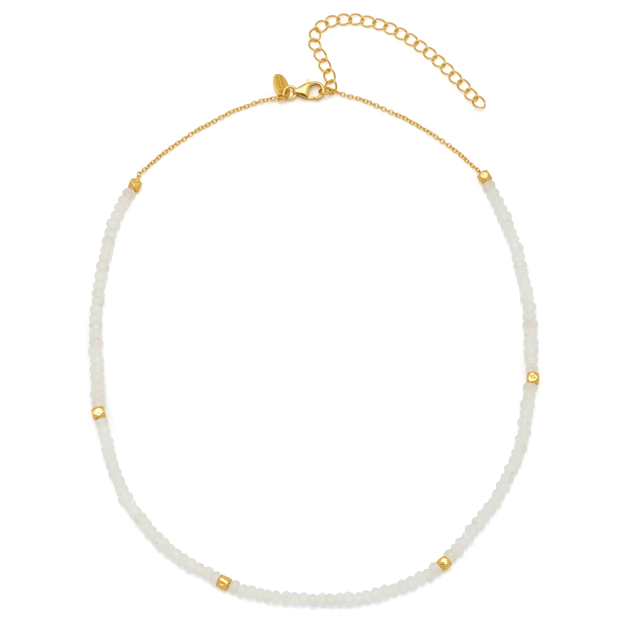 A 18ct gold vermeil necklace with natural white moonstones and an adjustable chain.