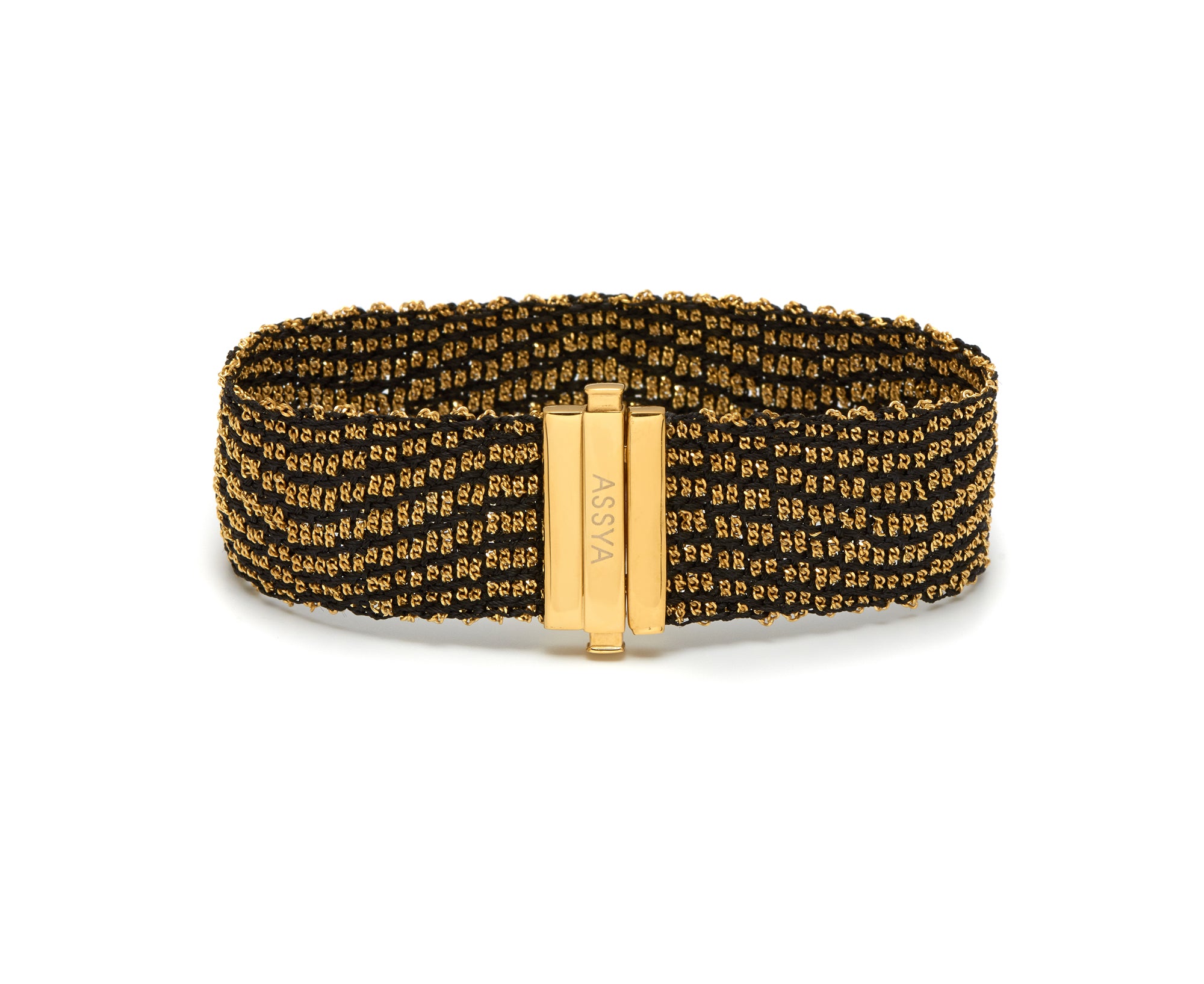 18ct gold plated vermeil with black silk weaved bracelet with clasp