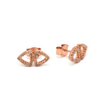 rose gold plated earring studs with grey diamonds
