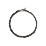 black rhodium plated sterling silver with black silk thread weaved friendship bracelet with lobster clasp