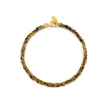 A 18ct gold plated vermeil and black friendship bracelet with a lobster clasp closure, hand woven using a Florentine technique.