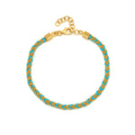 Gold and Trurquoise Silk Braided Kuna Bracelet